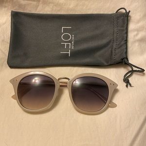 Ann Taylor Loft Sunglasses - White and Chrome Frames with Purple Tinted Lenses